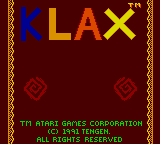 KLAX title screen for Sega Game Gear